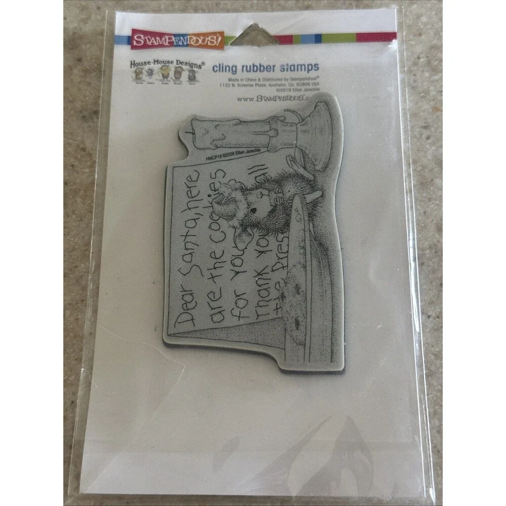 House Mouse Dear Santa Note Cling Rubber Stamp HMCP18 Christmas Cookies